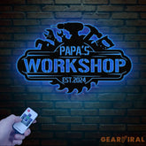 Personalized Garage Metal Wall Art with LED Light Custom Workshop Name Sign Home Decor & Gift Ideal for Workshop or Man